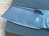 Kizer Cutlery Ki4488AC1 Sheepdog Knives Chris Conaway c01c Clutch Lock Flipper Knife 3.15" S35VN Black Stonewashed Sheepsfoot Blade, Nebula FatCarbon Handles, AXIS/Crossbar Lock