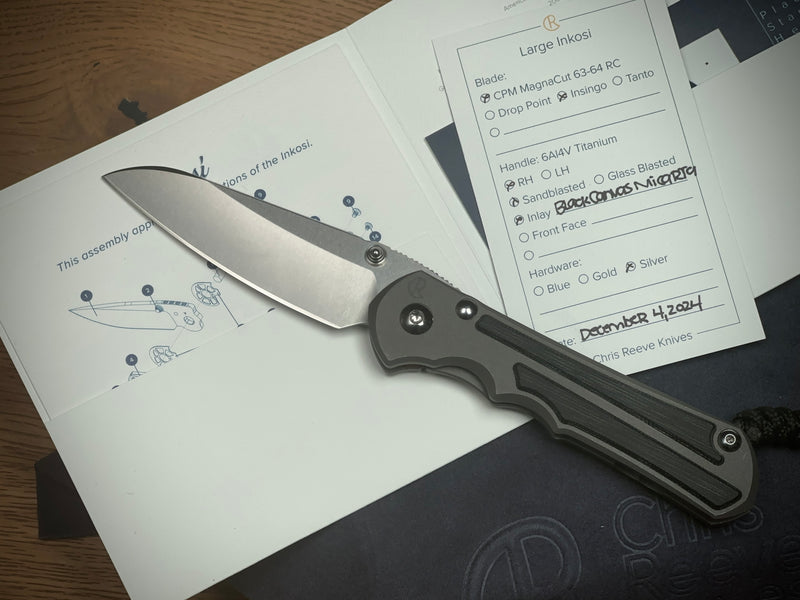 Large Inkosi - Insingo Blade, Black Micarta Inlay, Right-Handed