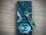 Heretic Knives Jinn Manual Button Lock (Gold & Green Cel Shade Carbon Breach)