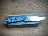 Spartan Blades Harsey Folder ''Plague Doctor'' Blue Titanium, Satin MagnaCut by William W. Harsey (SF5DOCTOR BL)