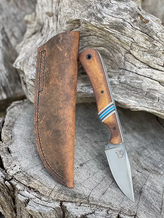 Stainless Scalpel with flying shark micarta scales
